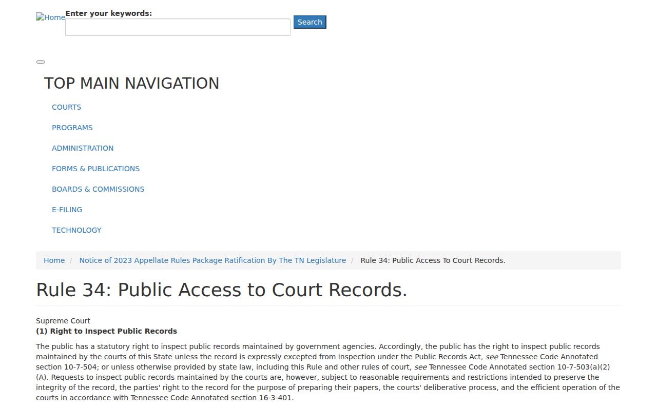 Tennessee court records access rule for Decatur County criminal cases