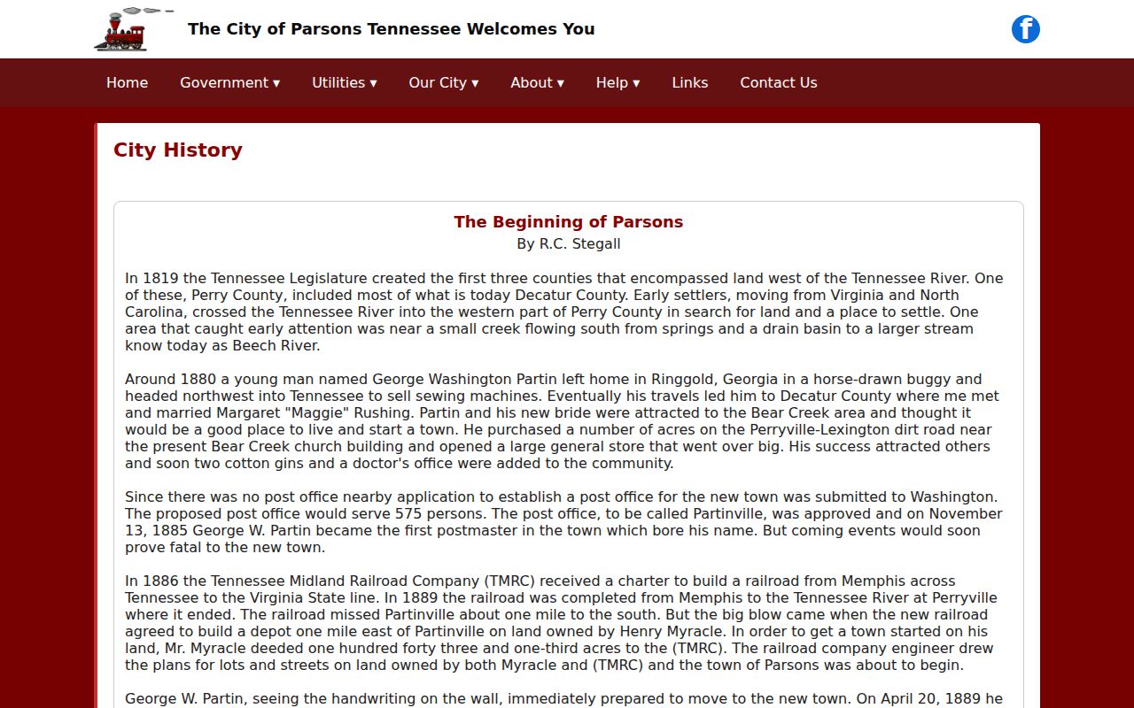 Parsons history relevant to local criminal record research