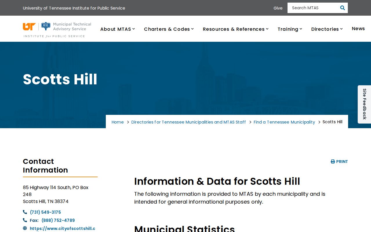 Scotts Hill criminal record reference for Decatur County from the MTAS city directory