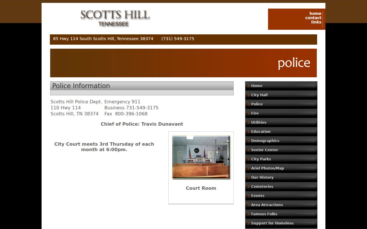Scotts Hill criminal records source in Decatur County at the police department